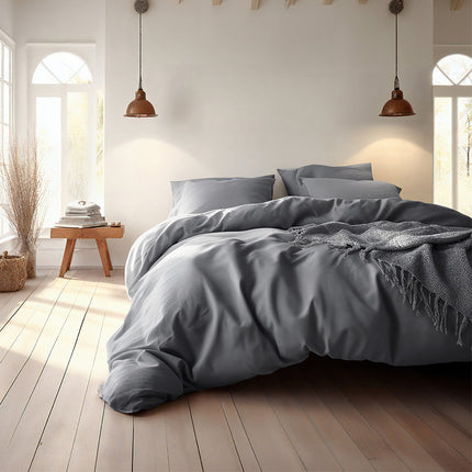 Fresh and Co Dekbedovertrek Katoen-Flanel - Uni - Antraciet