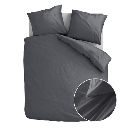 Fresh and Co Dekbedovertrek Katoen-Flanel - Uni - Antraciet