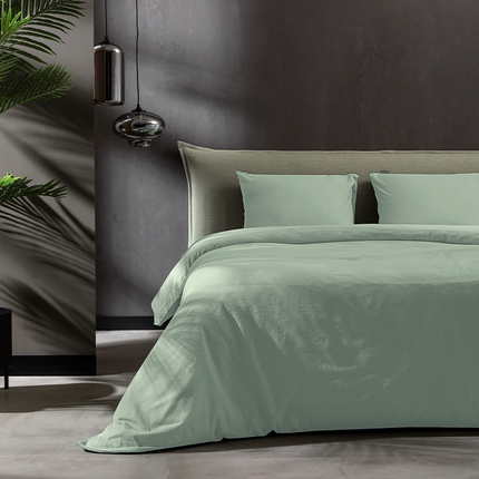 Fresh and Co Dekbedovertrek Katoen-Flanel - Uni - Groen