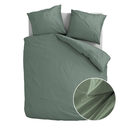 Fresh and Co Dekbedovertrek Katoen-Flanel - Uni - Groen