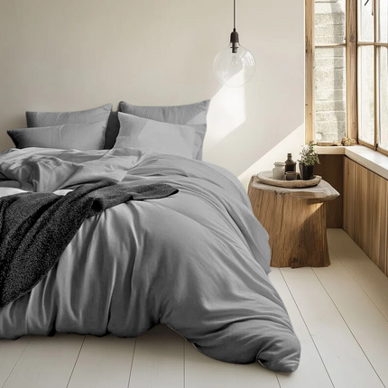 Fresh and Co Dekbedovertrek Katoen-Flanel Uni - Lichtgrijs