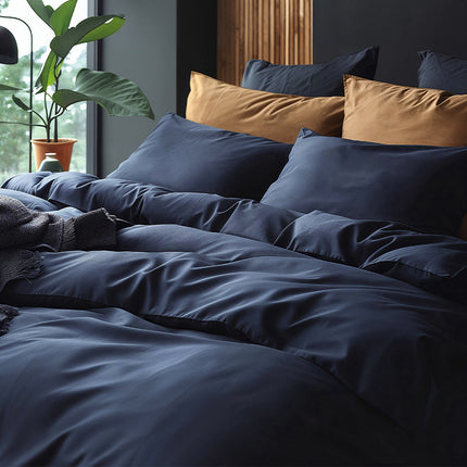 Fresh and Co Dekbedovertrek Katoen-Flanel - Uni - Navy