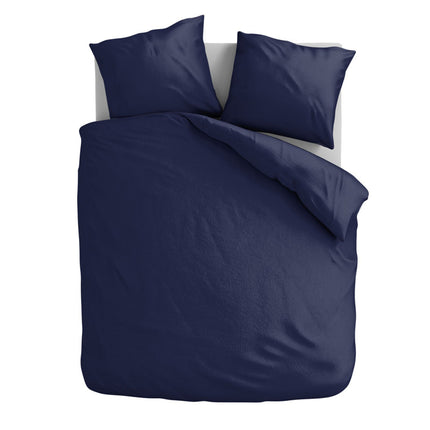 Fresh and Co Dekbedovertrek Katoen-Flanel - Uni - Navy