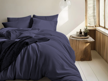 Fresh and Co Dekbedovertrek Katoen-Flanel - Uni - Navy