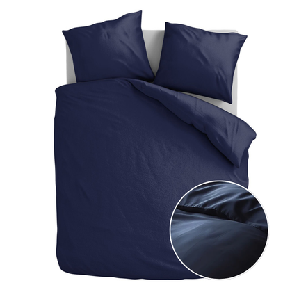 Fresh and Co Dekbedovertrek Katoen-Flanel - Uni - Navy