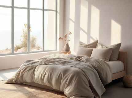 Fresh and Co Dekbedovertrek Katoen Flanel - Uni - Taupe - 200 x 200/220 cm