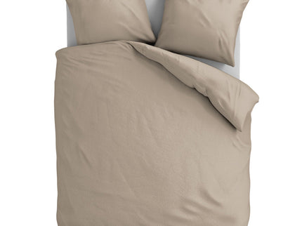 Fresh and Co Dekbedovertrek Katoen Flanel - Uni - Taupe - 200 x 200/220 cm