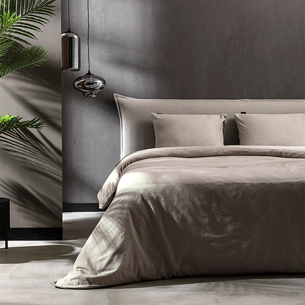 Fresh and Co Dekbedovertrek Katoen Flanel - Uni - Taupe - 200 x 200/220 cm