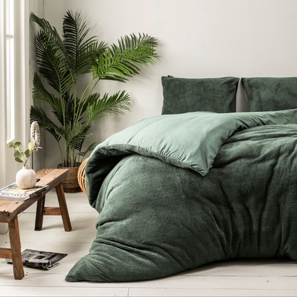 Fresh and Co Dekbedovertrek Teddy - Groen
