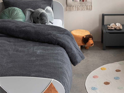 Fresh and Co Dekbedovertrek Teddy Kids - Antraciet