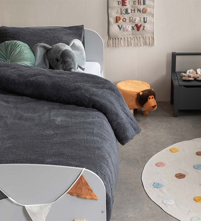 Fresh and Co Dekbedovertrek Teddy Kids - Antraciet