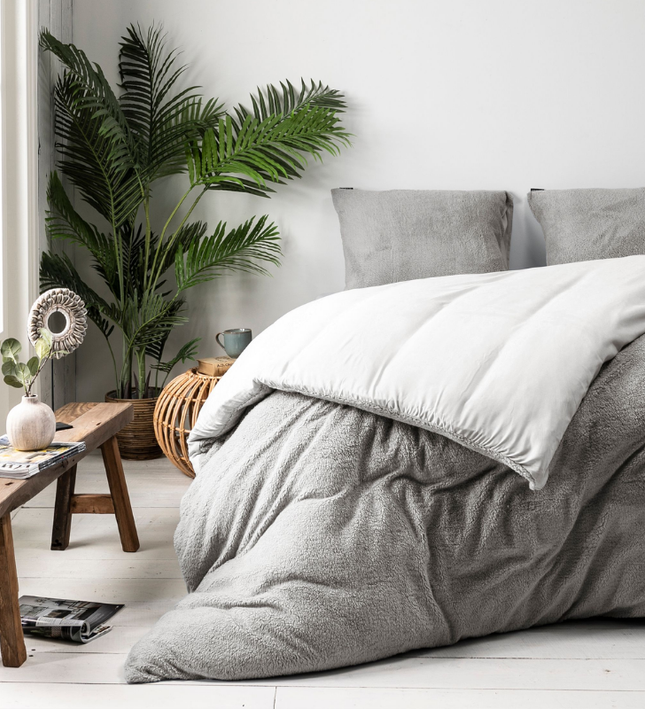 Fresh and Co Dekbedovertrek Teddy - Lichtgrijs