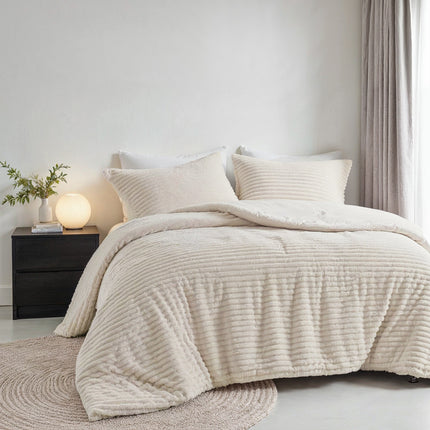 Fresh and Co Dekbedovertrek Teddy Rib - Creme