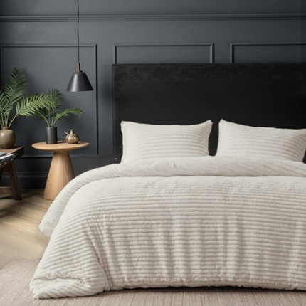 Fresh and Co Dekbedovertrek Teddy Rib - Creme