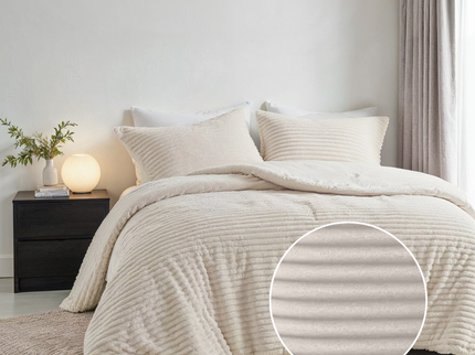 Fresh and Co Dekbedovertrek Teddy Rib - Creme