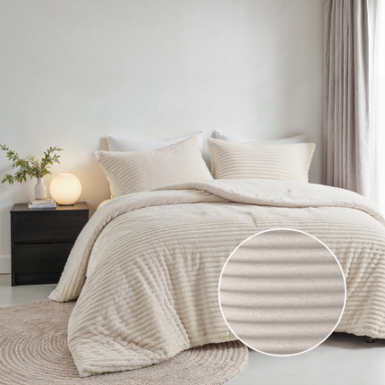 Fresh and Co Dekbedovertrek Teddy Rib - Creme