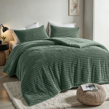 Fresh and Co Dekbedovertrek Teddy Rib - Groen