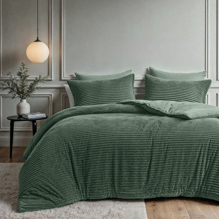 Fresh and Co Dekbedovertrek Teddy Rib - Groen