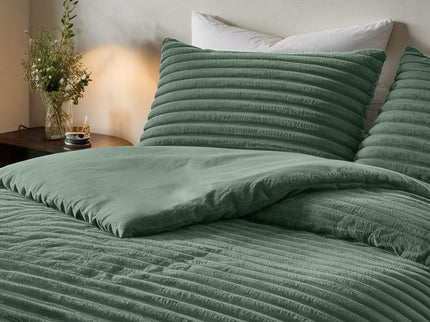 Fresh and Co Dekbedovertrek Teddy Rib - Groen
