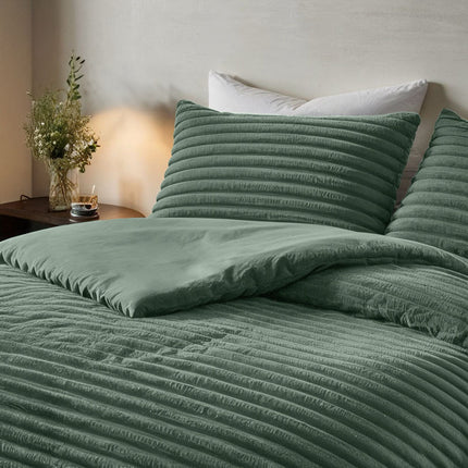 Fresh and Co Dekbedovertrek Teddy Rib - Groen