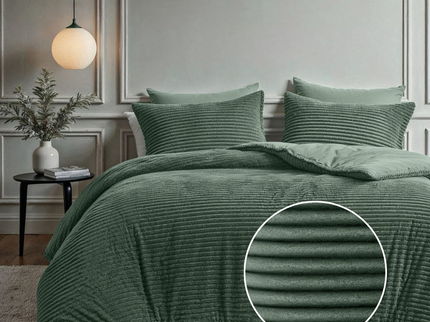 Fresh and Co Dekbedovertrek Teddy Rib - Groen