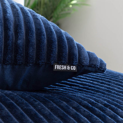 Fresh and Co Dekbedovertrek Teddy Rib - Navy