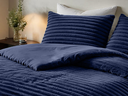 Fresh and Co Dekbedovertrek Teddy Rib - Navy