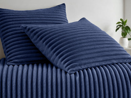 Fresh and Co Dekbedovertrek Teddy Rib - Navy