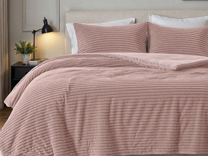 Fresh and Co Dekbedovertrek Teddy Rib - Oud Roze