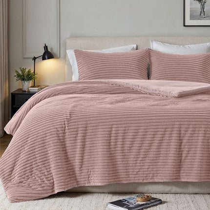 Fresh and Co Dekbedovertrek Teddy Rib - Oud Roze