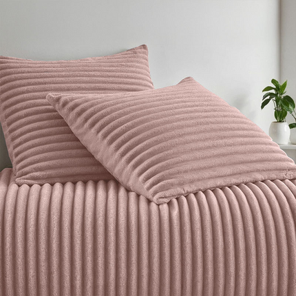 Fresh and Co Dekbedovertrek Teddy Rib - Oud Roze