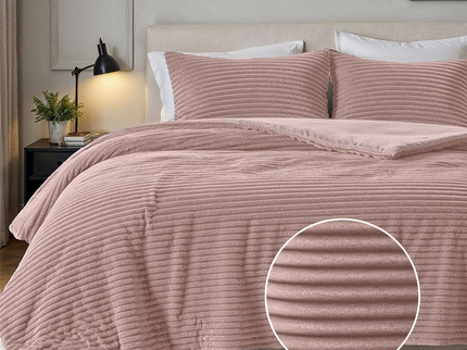 Fresh and Co Dekbedovertrek Teddy Rib - Oud Roze