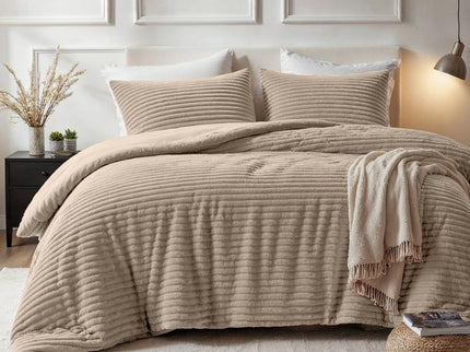 Fresh and Co Dekbedovertrek Teddy Rib - Taupe