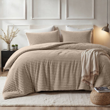 Fresh and Co Dekbedovertrek Teddy Rib - Taupe