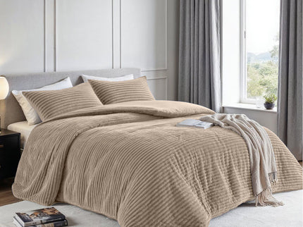 Fresh and Co Dekbedovertrek Teddy Rib - Taupe