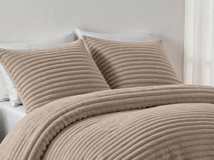 Fresh and Co Dekbedovertrek Teddy Rib - Taupe
