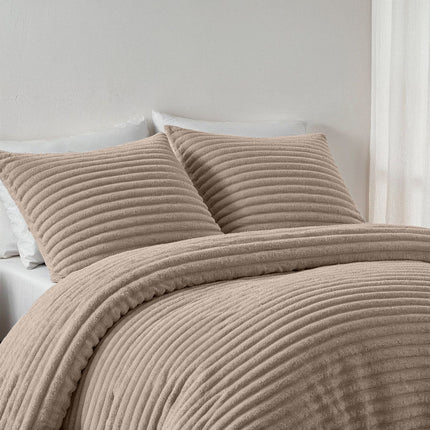 Fresh and Co Dekbedovertrek Teddy Rib - Taupe