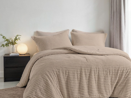 Fresh and Co Dekbedovertrek Teddy Rib - Taupe