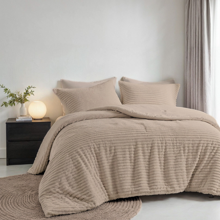 Fresh and Co Dekbedovertrek Teddy Rib - Taupe