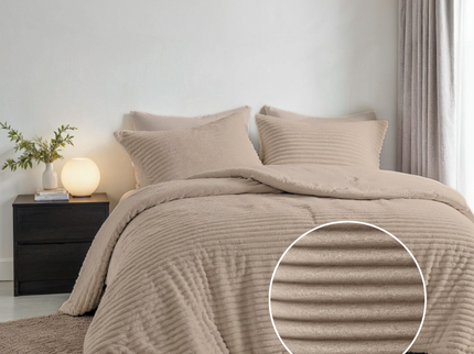 Fresh and Co Dekbedovertrek Teddy Rib - Taupe