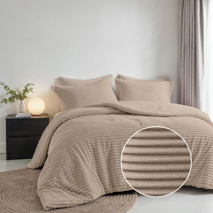 Fresh and Co Dekbedovertrek Teddy Rib - Taupe