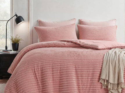 Fresh and Co Dekbedovertrek Teddy Rib - Zacht Roze