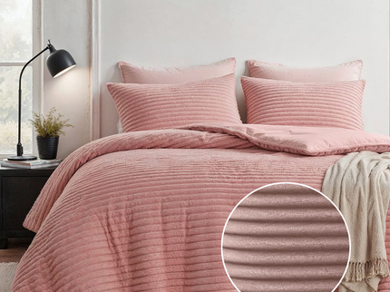 Fresh and Co Dekbedovertrek Teddy Rib - Zacht Roze