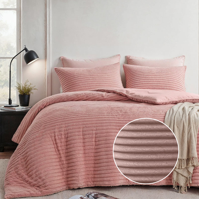 Fresh and Co Dekbedovertrek Teddy Rib - Zacht Roze
