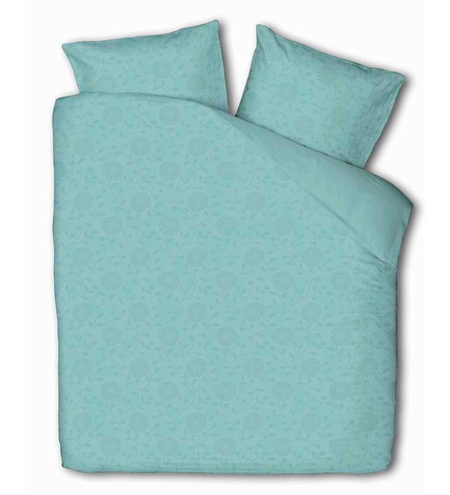 Fresh and Co Embossed Bloem - Grijs/Blauw Dekbedovertrek
