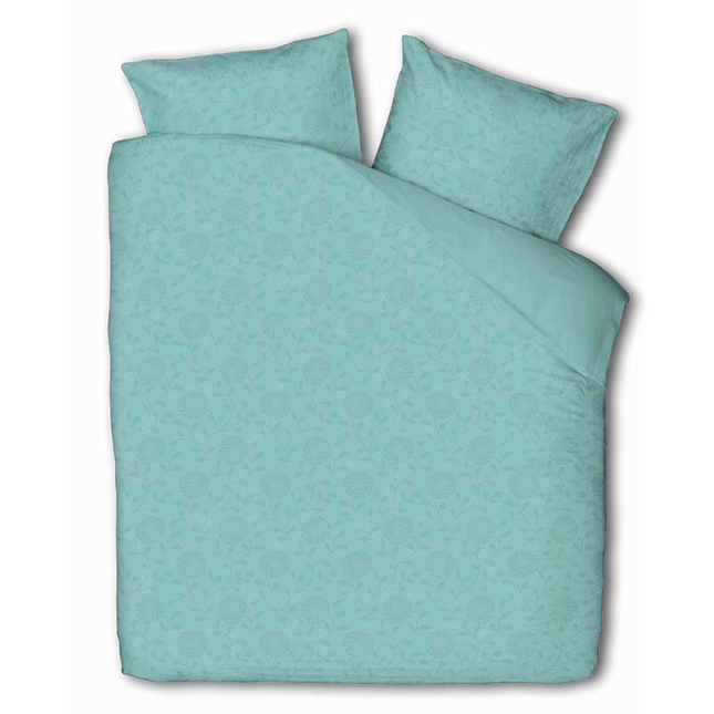 Fresh and Co Embossed Bloem - Grijs/Blauw Dekbedovertrek