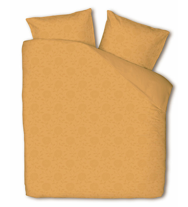 Fresh and Co Embossed Bloem - Okergeel Dekbedovertrek
