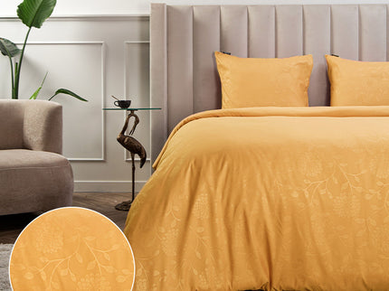 Fresh and Co Embossed Bloem - Okergeel Dekbedovertrek