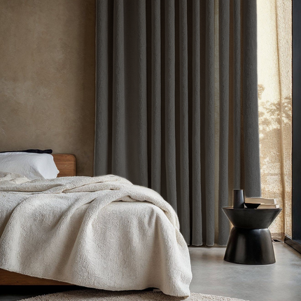 Fresh and Co Gordijnen Bouclé - Haken of Ringen - Antraciet