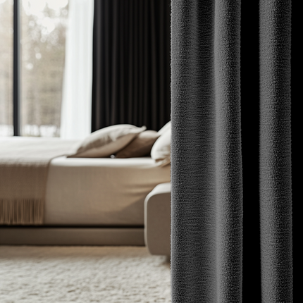 Fresh and Co Gordijnen Bouclé - Haken of Ringen - Antraciet